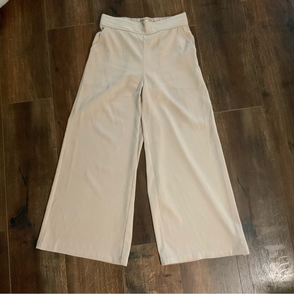 Max Studio Wide Crop Pull On Pants Tan S